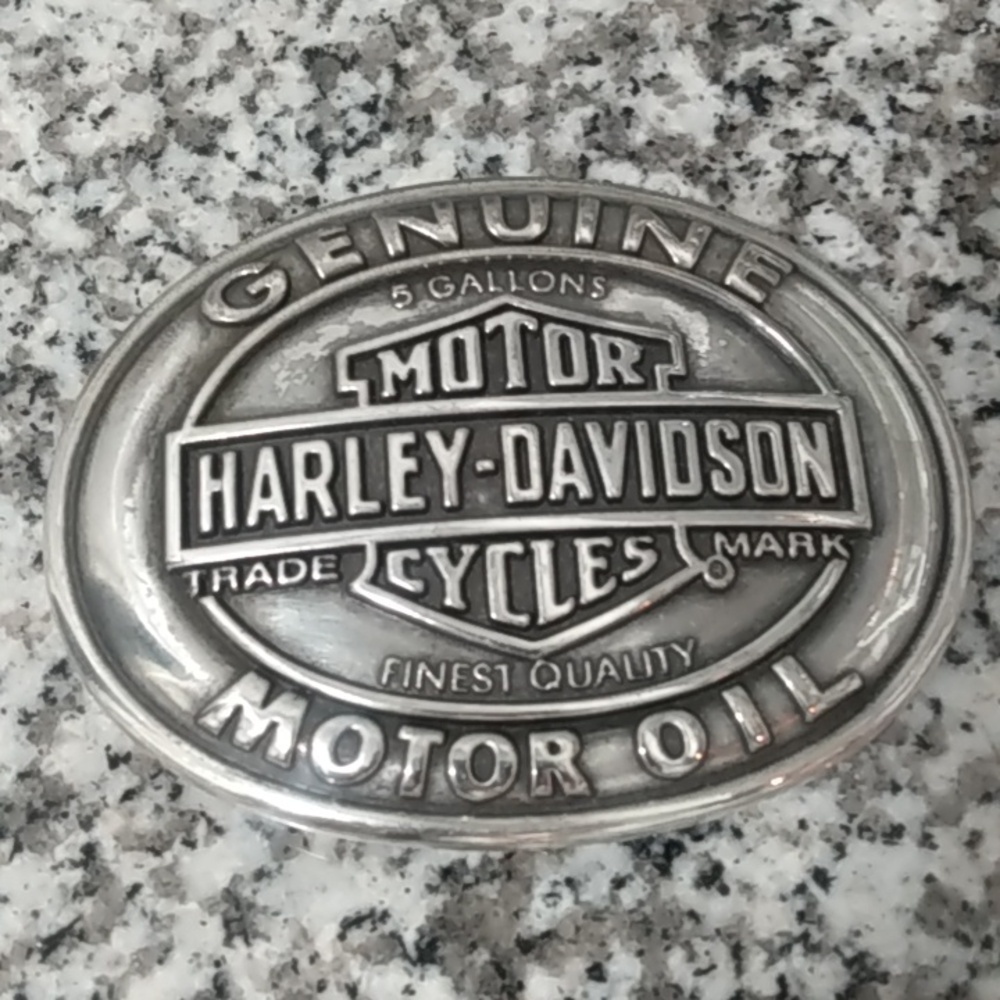 Harley Davidson Trademark Logo Genuine Motor Oil Solid Nickel Belt Buckle